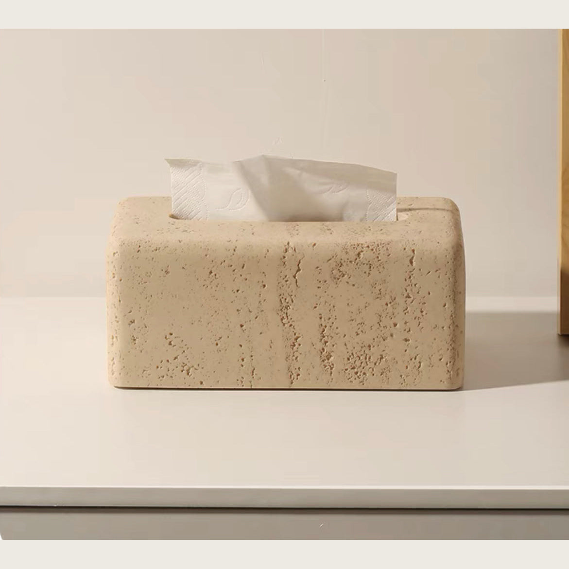 Minimalist Stone Tissue Box Cover – Modern Rectangular Design for Home Decor