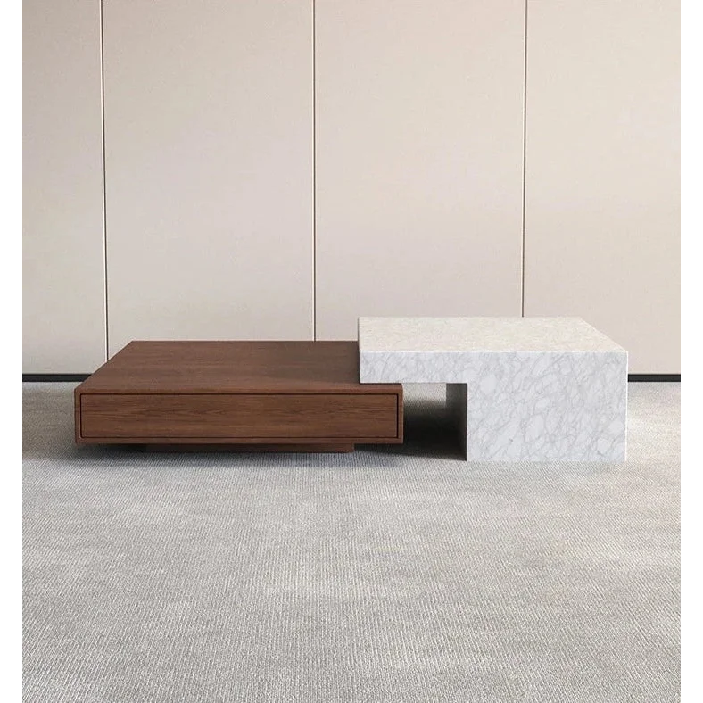 Japandi Coffee Table | Modern Minimalist Wood and Marble