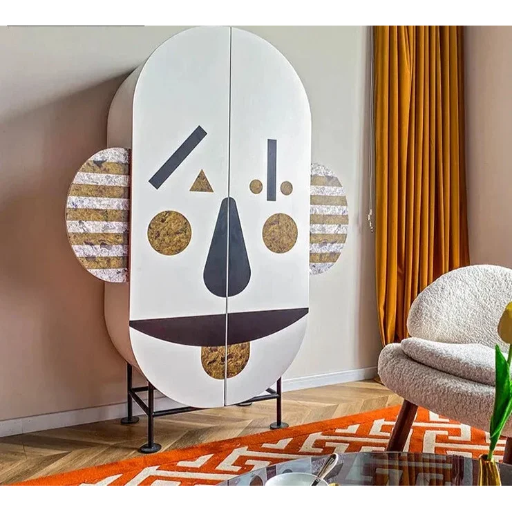 Modern Artistic Cabinet with Abstract Face Design | Eclectic Luxury Interiors