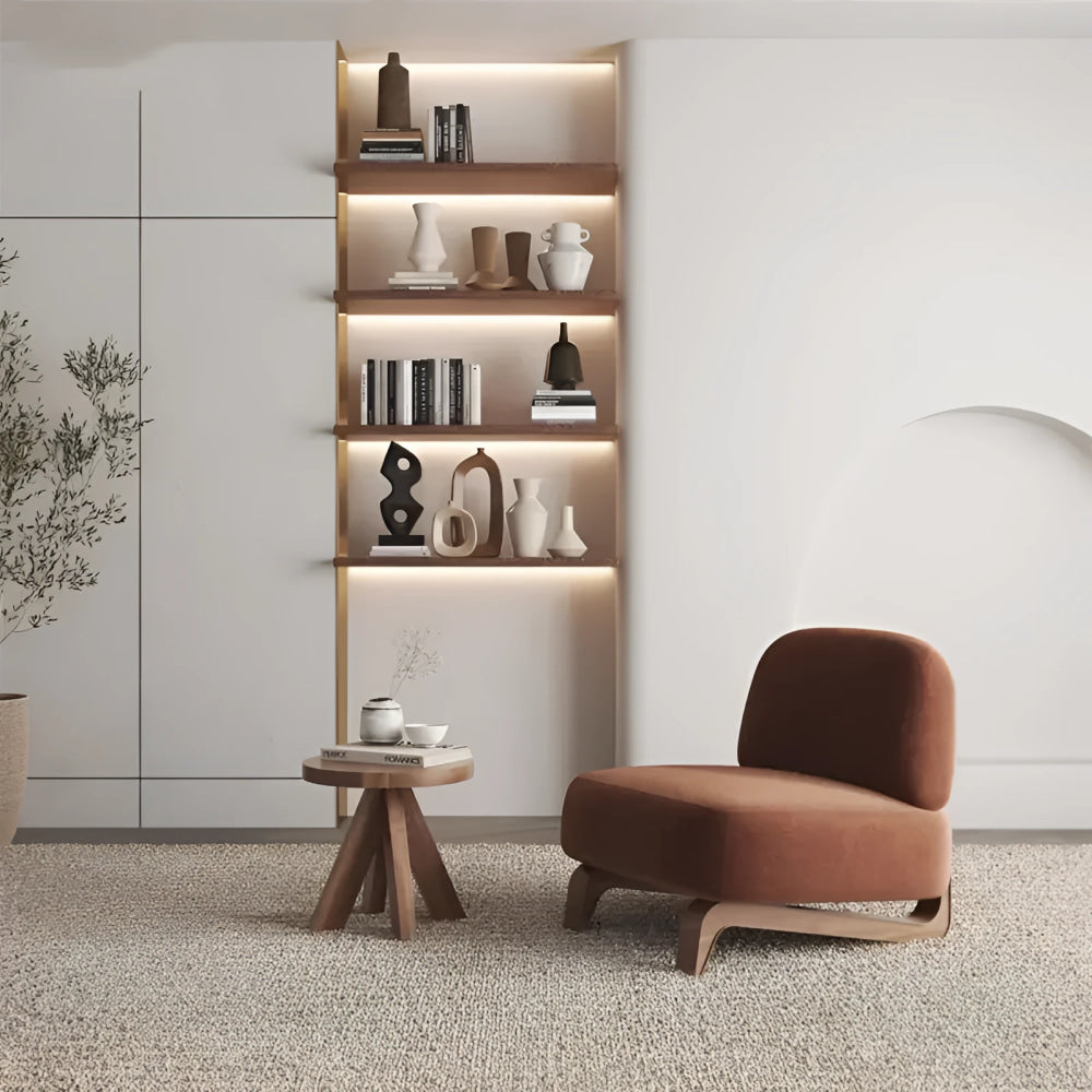 Modern Bouclé Accent Chair with Wooden Base | Luxury Interiors