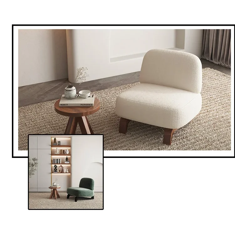 Modern Bouclé Accent Chair with Wooden Base | Luxury Interiors
