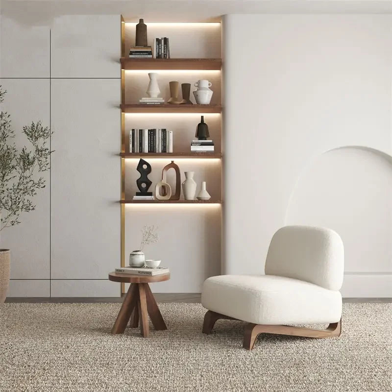 Modern Bouclé Accent Chair with Wooden Base | Luxury Interiors