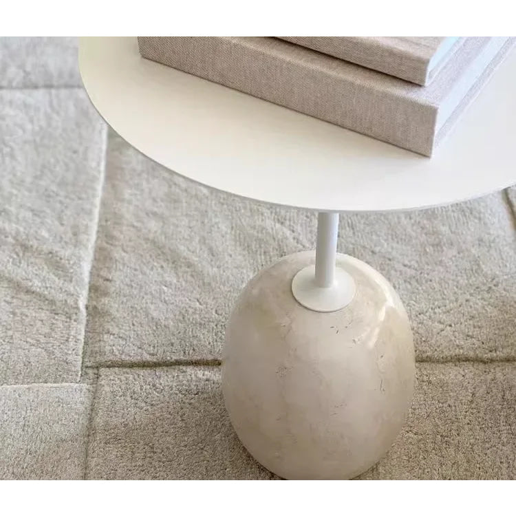 Modern Marble Side Table with Minimalist Black Top | Luxury Interiors