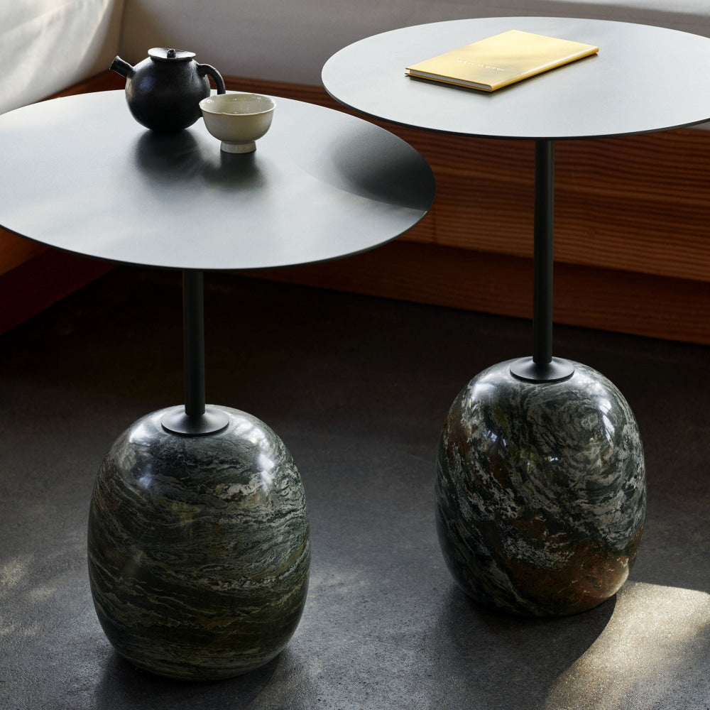 Modern Marble Side Table with Minimalist Black Top | Luxury Interiors