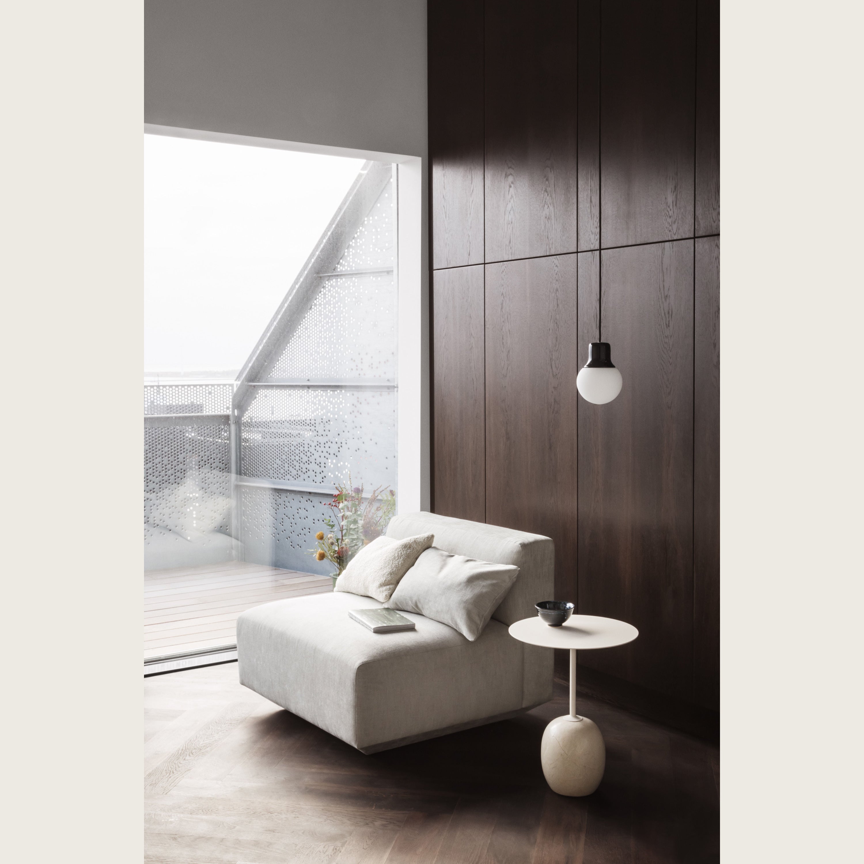 Modern Marble Side Table with Minimalist Black Top | Luxury Interiors