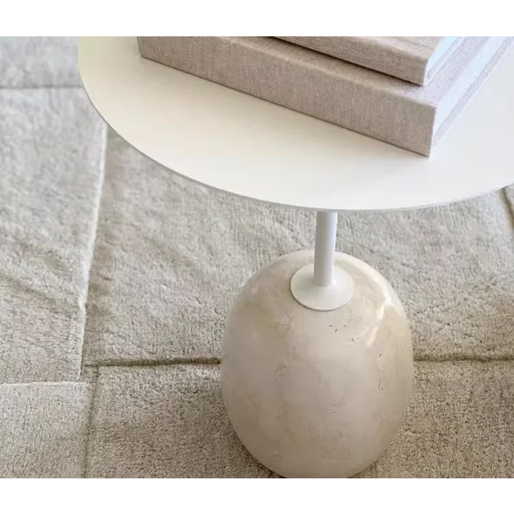 Modern Marble Side Table with Minimalist Black Top | Luxury Interiors