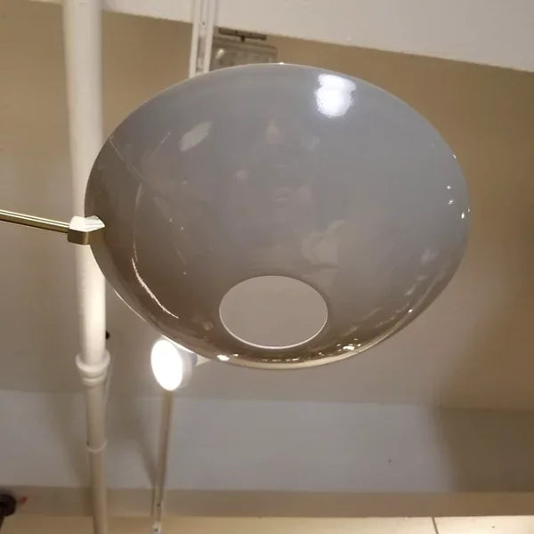 Modern Mid-century Brass Chandelier with Black & White Bowl Shades