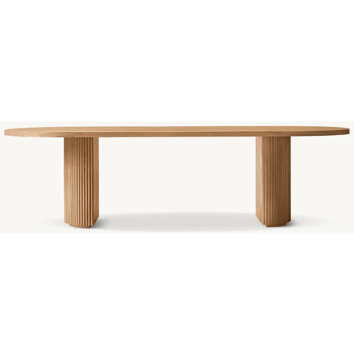 Modern Oak Dining Table | Minimalist Oval Wood with Fluted Pedestal Base | Luxury Interiors