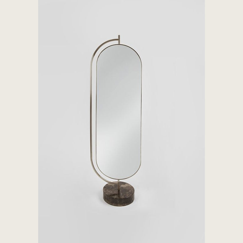 Modern Oval Floor Mirror with Marble Base | Luxury Interiors