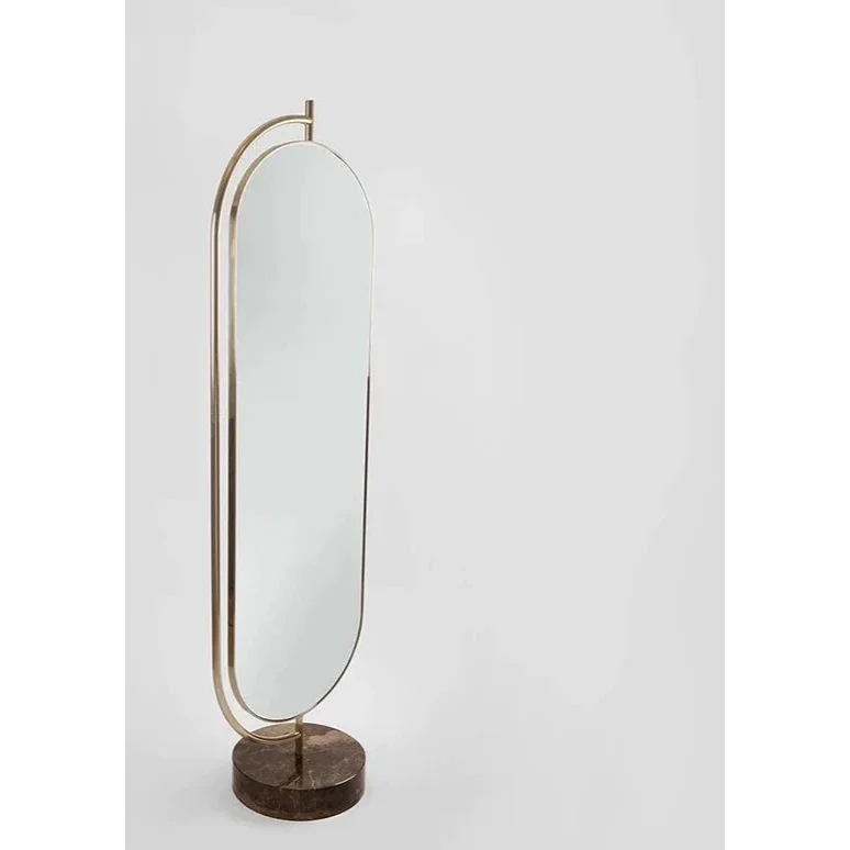 Modern Oval Floor Mirror with Marble Base | Luxury Interiors