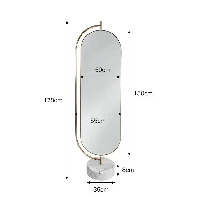 Modern Oval Floor Mirror with Marble Base | Luxury Interiors