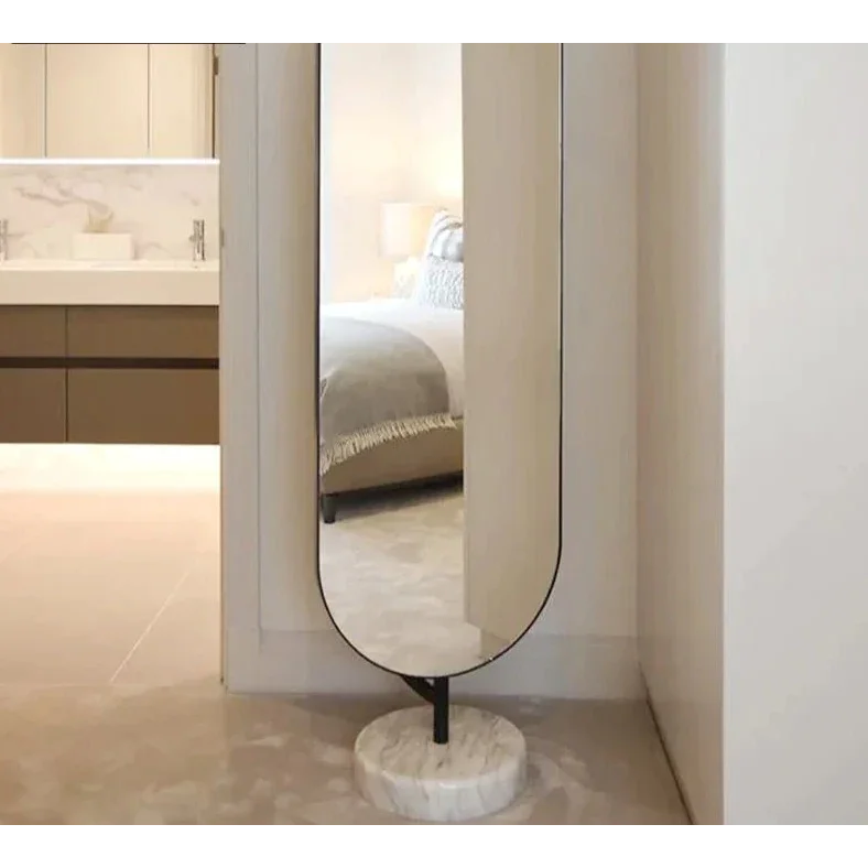 Modern Oval Floor Mirror with Marble Base | Luxury Interiors