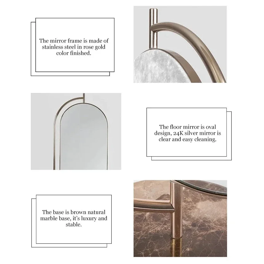 Modern Oval Floor Mirror with Marble Base | Luxury Interiors