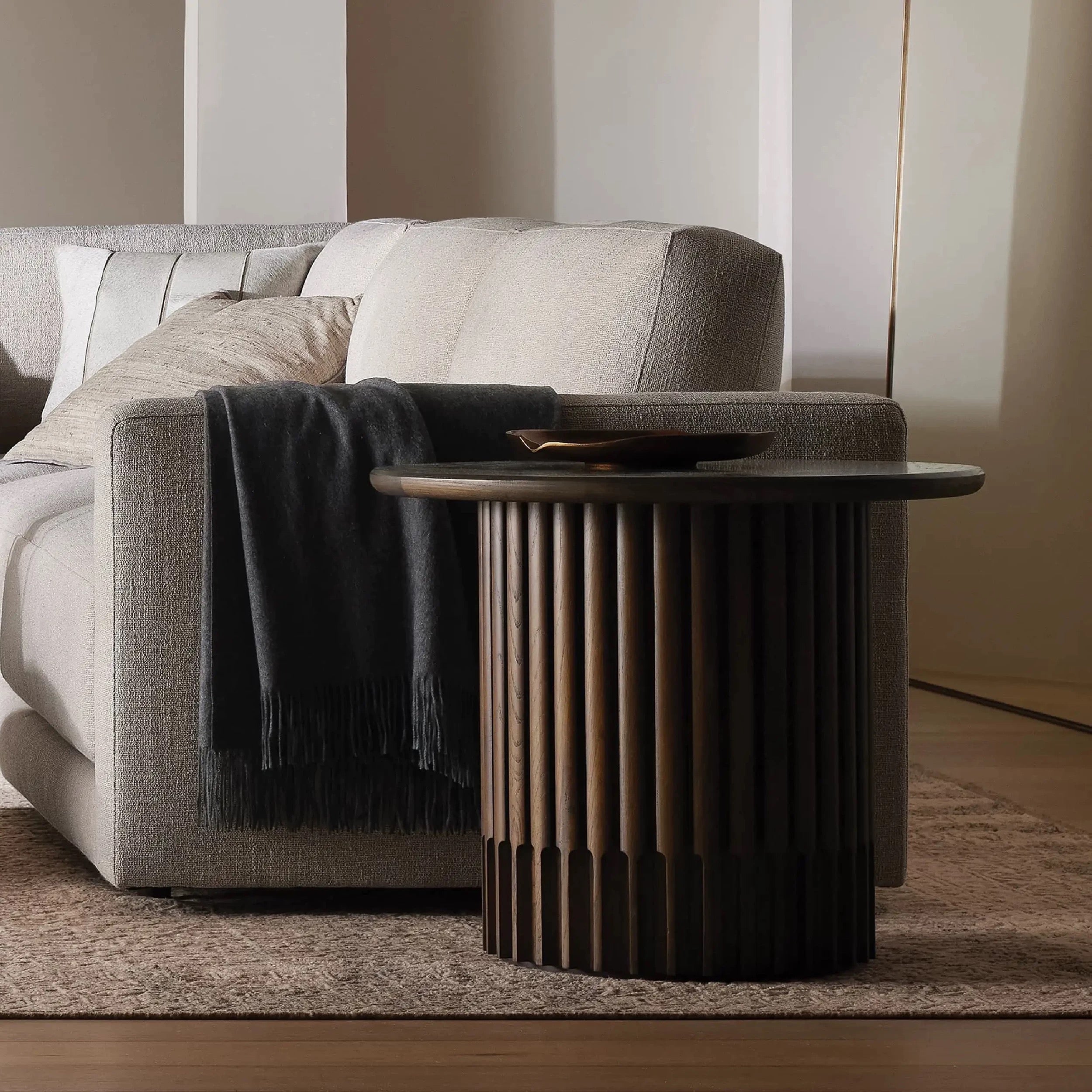 Modern Oval Wood End Tables | Japandi Living Room