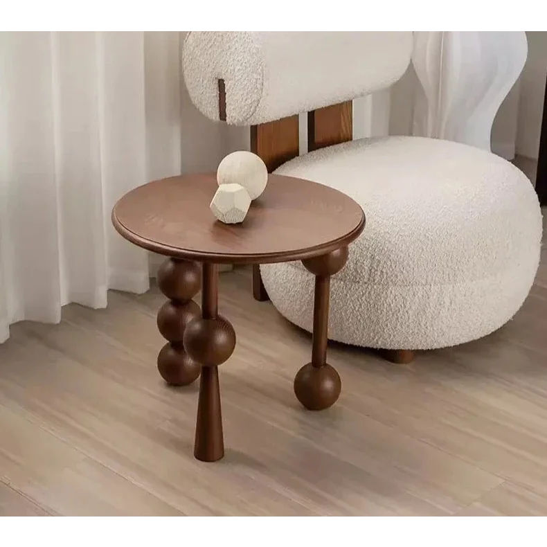 Modern Round Side Table with Unique Ball Legs – Black and Brown Options | Luxury Interiors