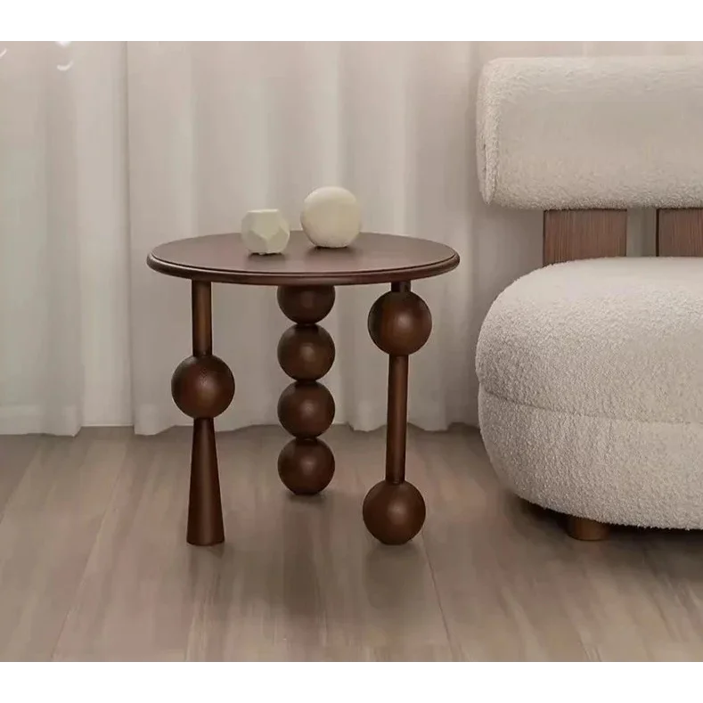 Modern Round Side Table with Unique Ball Legs – Black and Brown Options | Luxury Interiors