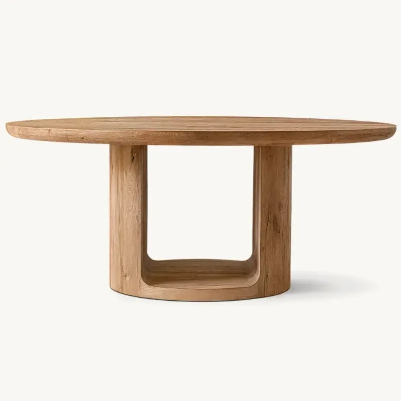 Modern Round Solid Wood Dining Table – Minimalist Walnut Design With pedestal base