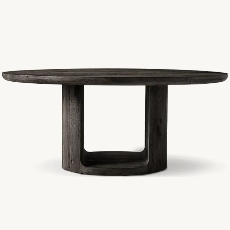 Modern Round Solid Wood Dining Table – Minimalist Walnut Design With pedestal base