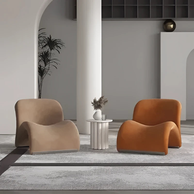 Modern Luxury Sculptural Lounge Chair in Leather or Wool