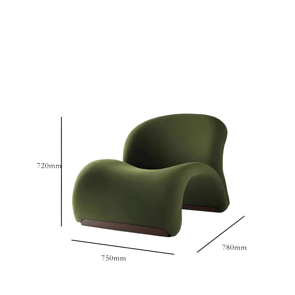 Modern Luxury Sculptural Lounge Chair in Leather or Wool