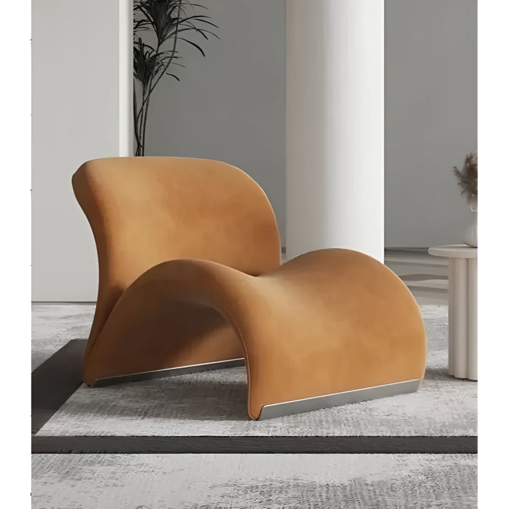 Modern Luxury Sculptural Lounge Chair in Leather or Wool