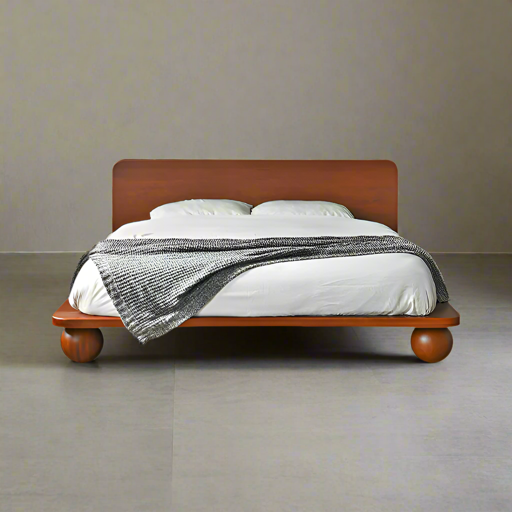 Modern Solid Wood Platform Bed Frame | Japandi Minimalism Bedroom Queen & King Size Beds
