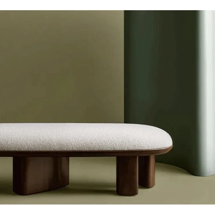 Modern Upholstered Bench with Wood Base | Japandi Interiors