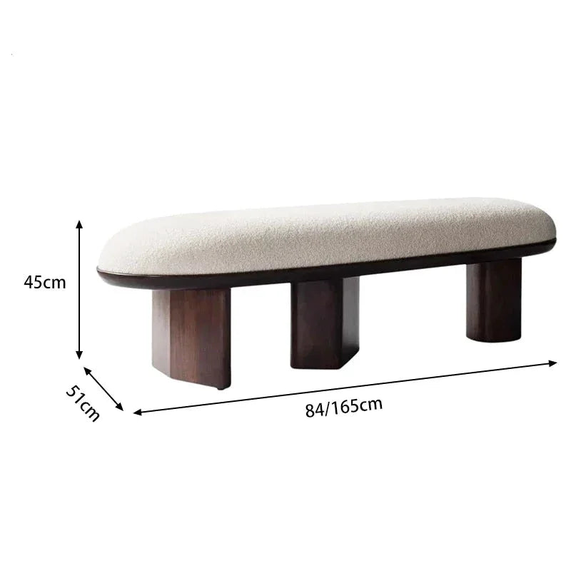 Modern Upholstered Bench with Wood Base | Japandi Interiors