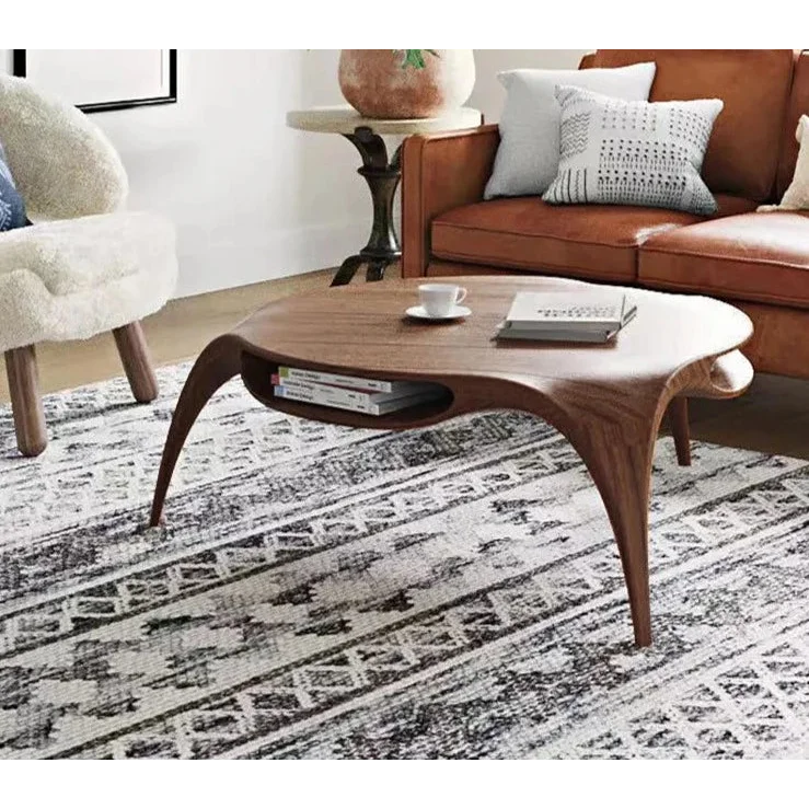 Modern Walnut Coffee Table with Organic Design | Japandi Interiors