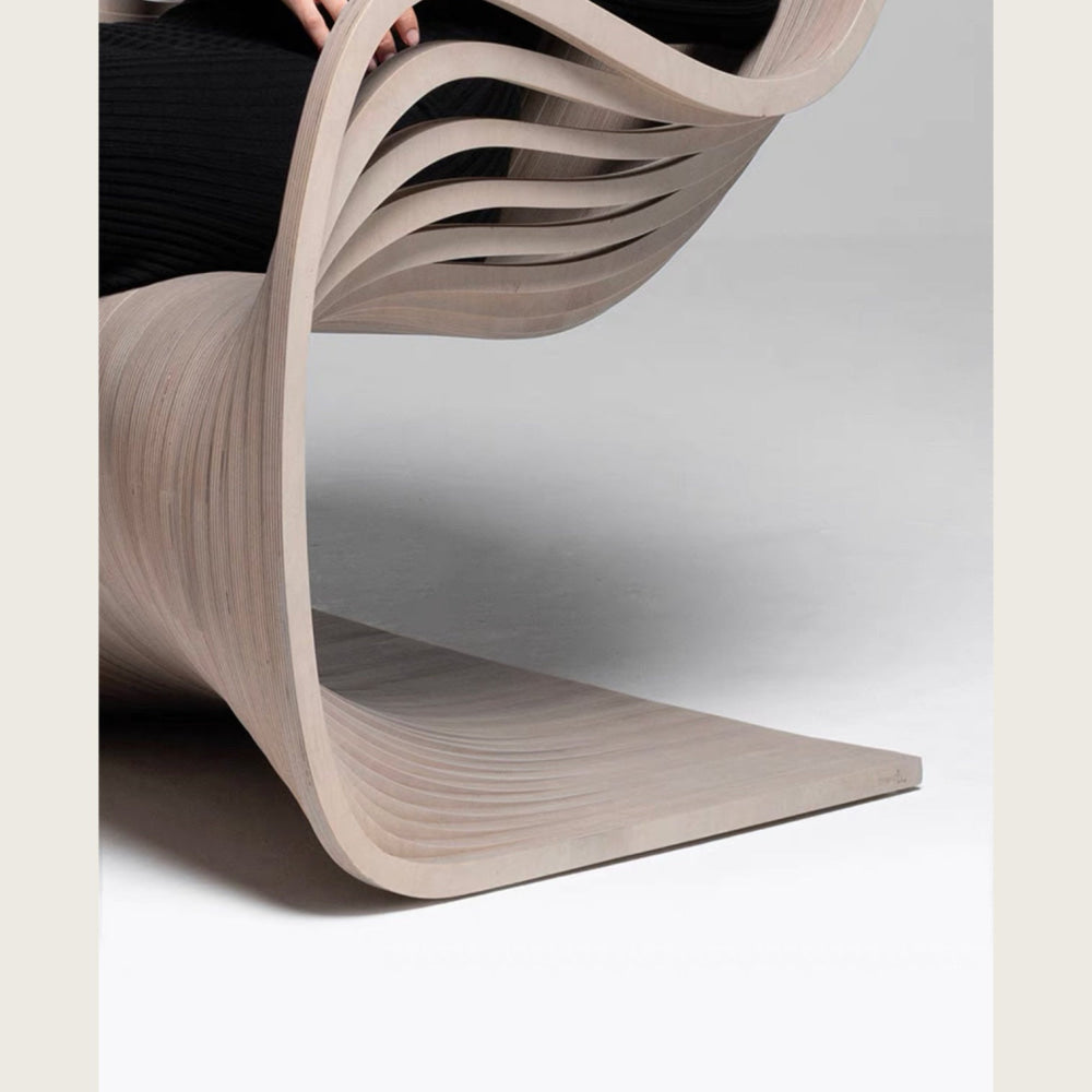 Modern Sculptural Wooden Lounge Chair | Japandi Interiors