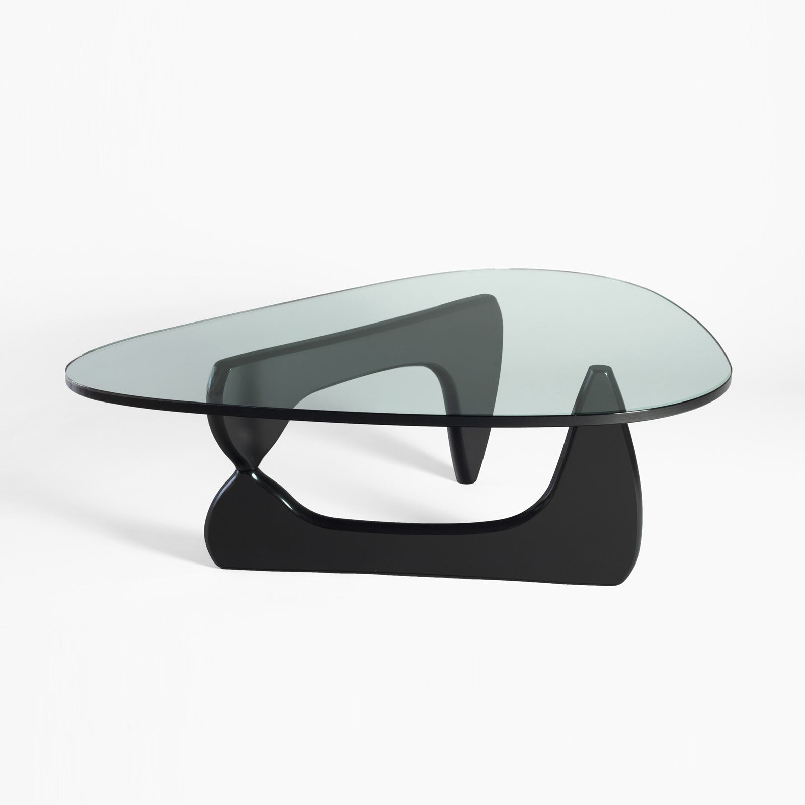 Noguchi Inspired Oval Glass Coffee Table – Elegant Japandi Wood Base for Modern Living Rooms