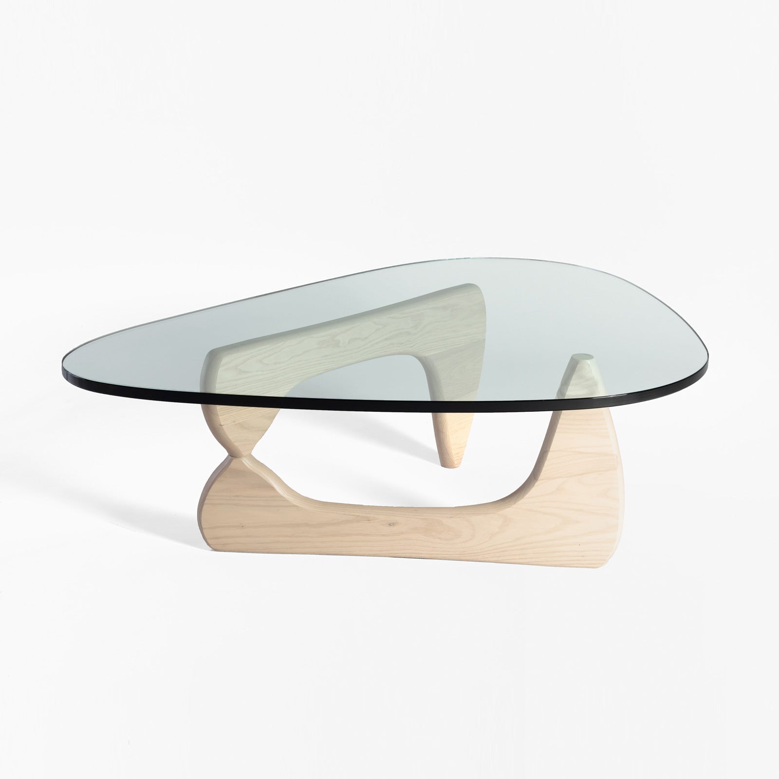 Noguchi Inspired Oval Glass Coffee Table – Elegant Japandi Wood Base for Modern Living Rooms