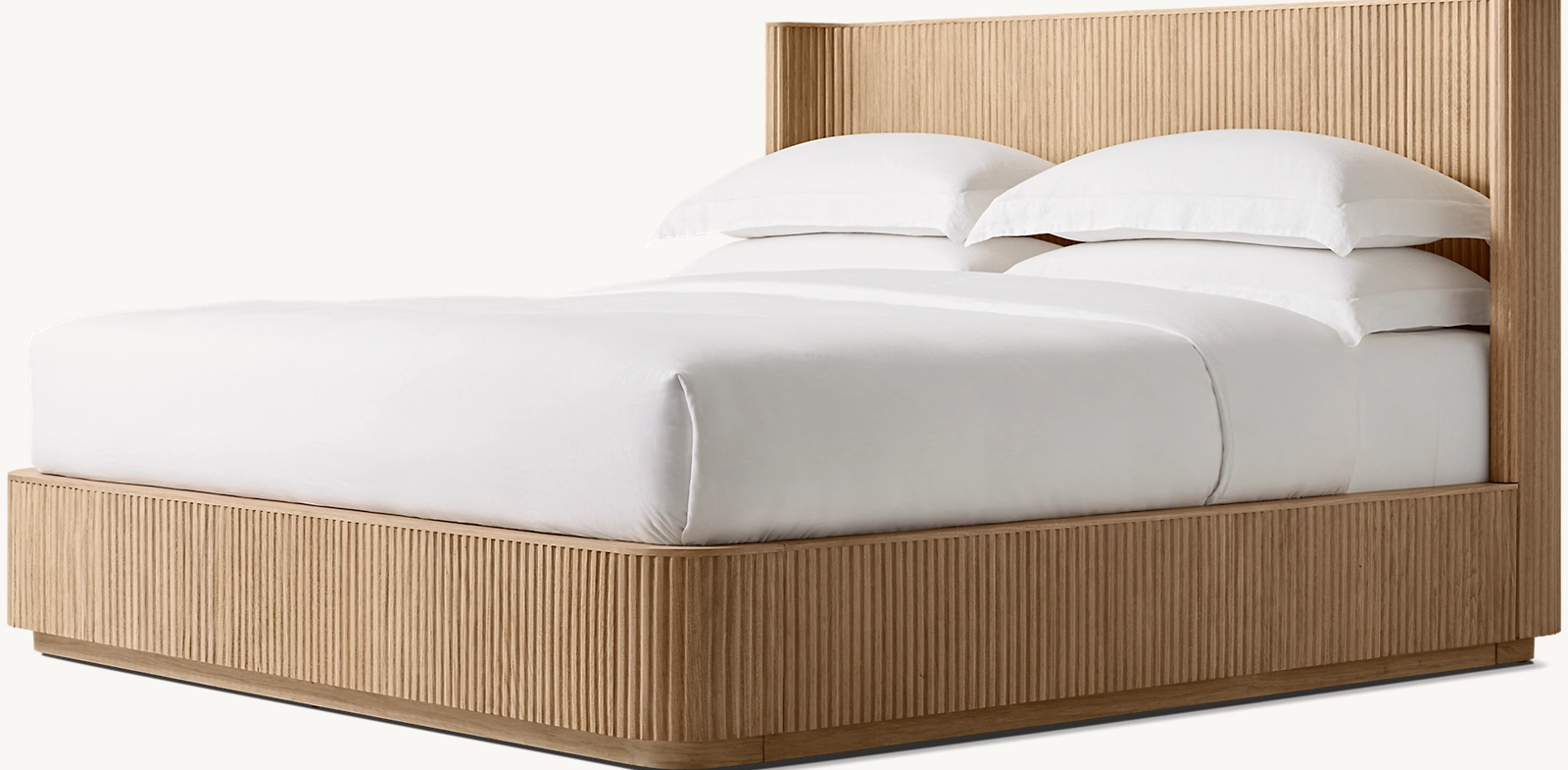 Fluted Oak Platform Bed | HLMPrhy58 - Beds