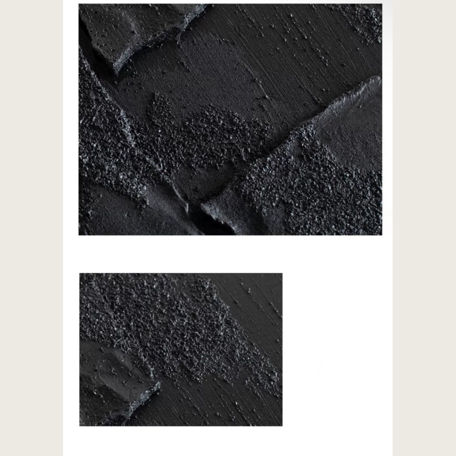 Obsidian Black Sandstone Modern Textured Wall Art 2-piece Abstract Canvas Panels for Living Room or Dining