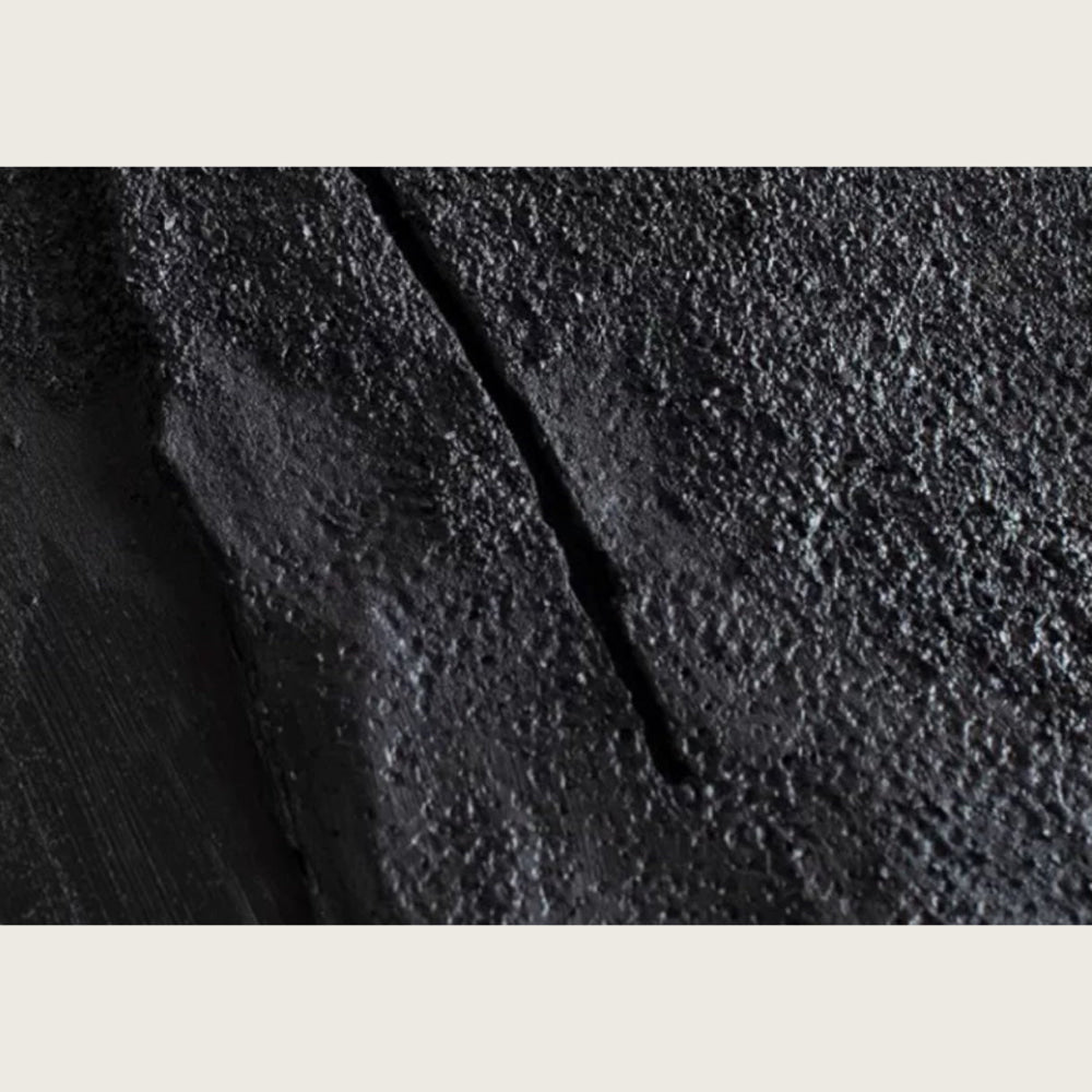 Obsidian Black Sandstone Modern Textured Wall Art 2-piece Abstract Canvas Panels for Living Room or Dining