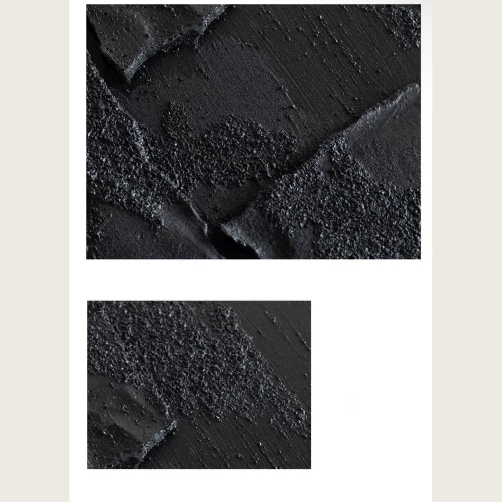 Obsidian Black Sandstone Modern Textured Wall Art 2-piece Abstract Canvas Panels for Living Room or Dining