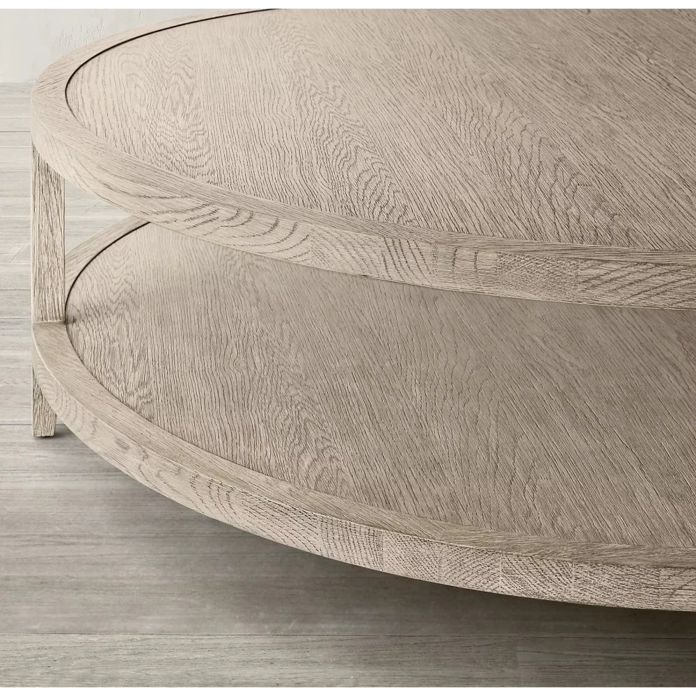Orbit Round Coffee Table with Dual-tier Design – Modern Wooden Circular Accent For living rooms