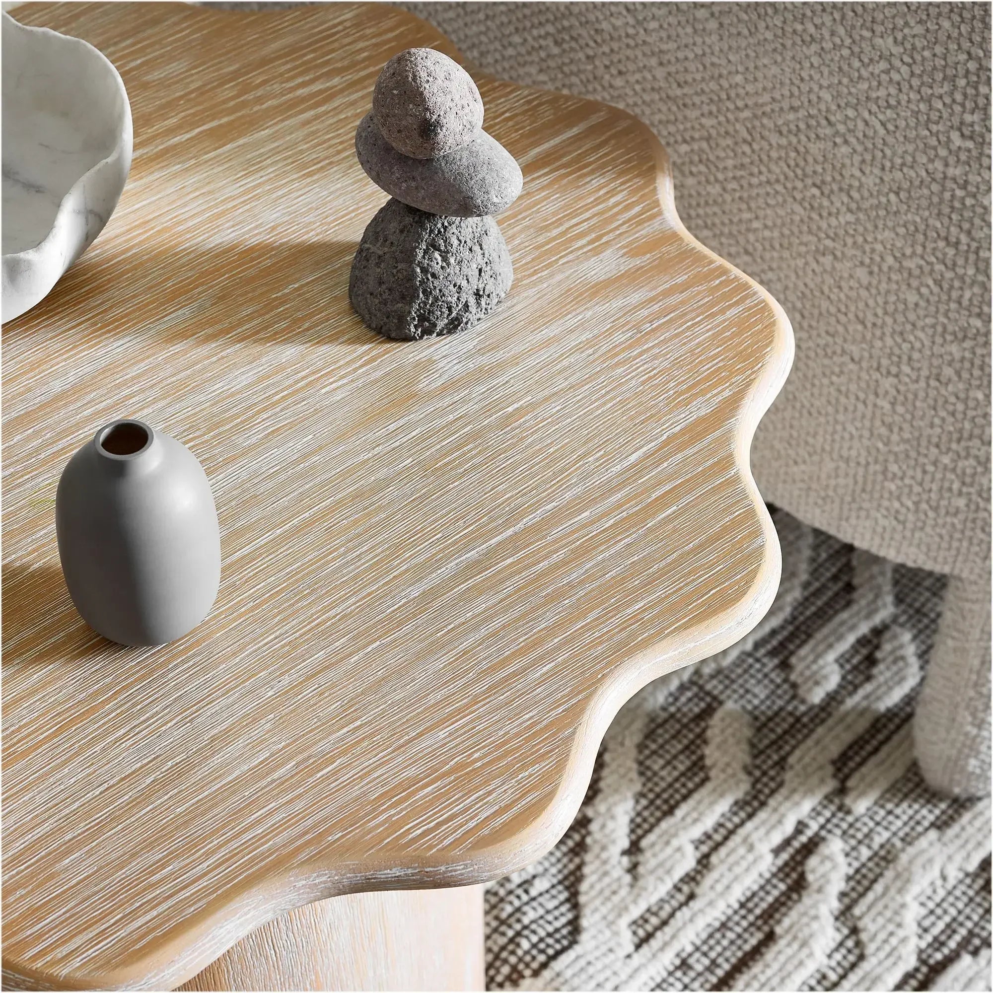 Wavy Edge Wooden Side Table – Organic Minimalist Accent | Japandi Interiors