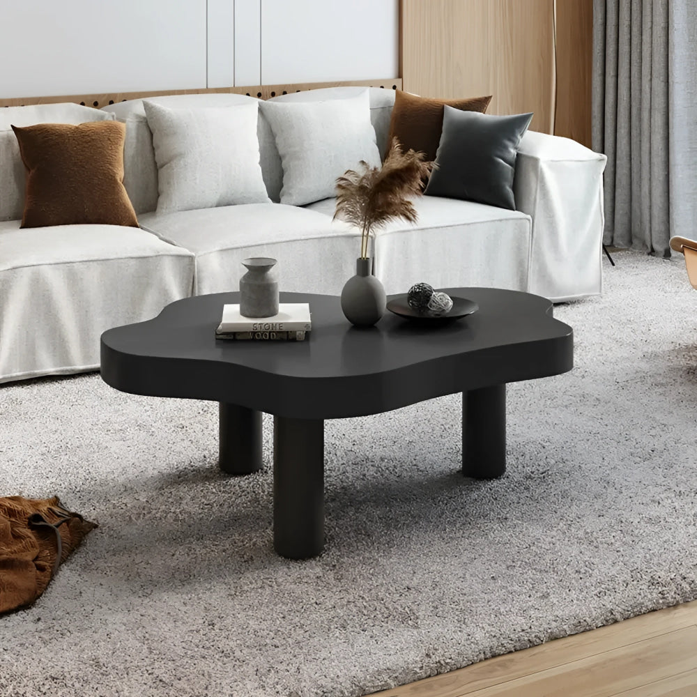 Organic Modern Coffee Table with Freeform Wooden Top | Luxury Interior Design
