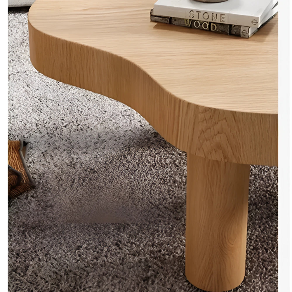 Organic Modern Coffee Table with Freeform Wooden Top | Luxury Interior Design