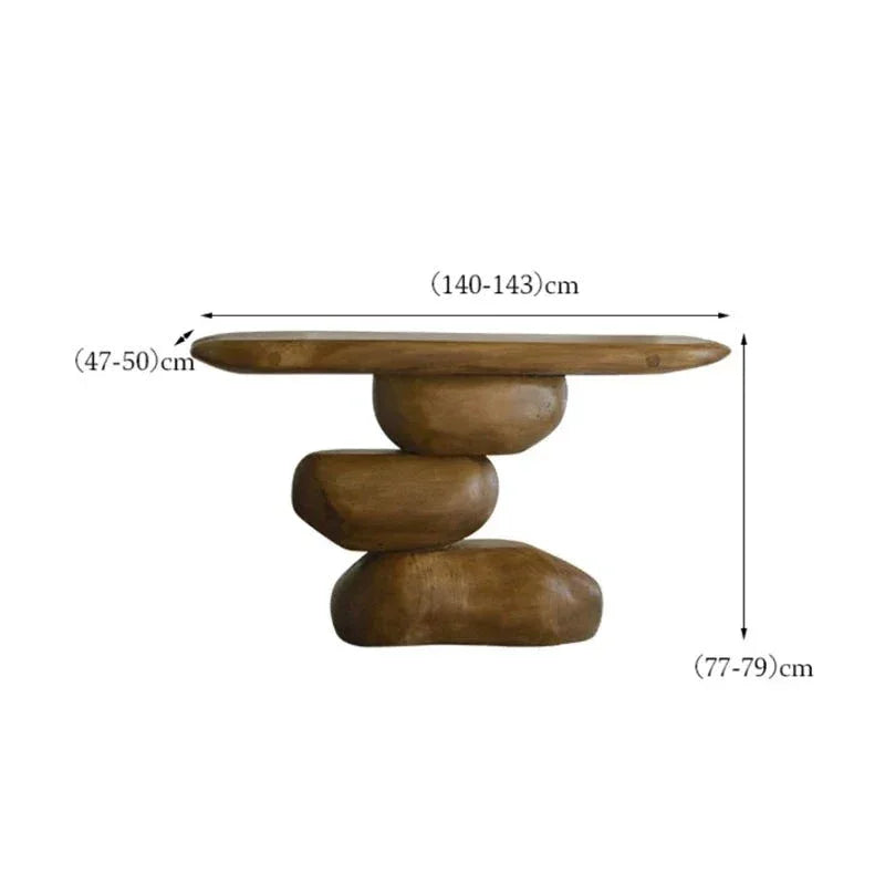 Rustic Solid Wood Console Table Organic Modern Design Entryway