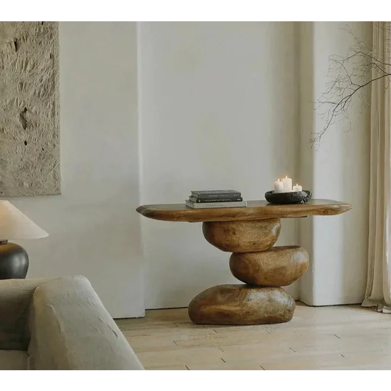 Rustic Solid Wood Console Table Organic Modern Design Entryway