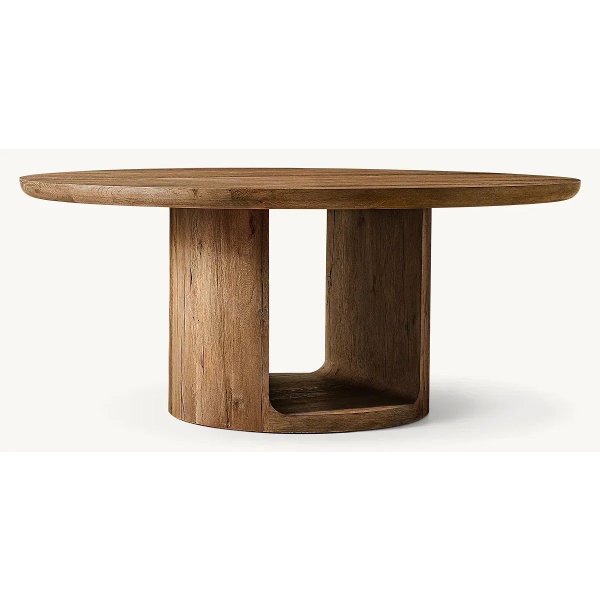 Modern Round Solid Wood Dining Table – Minimalist Walnut Design With pedestal base