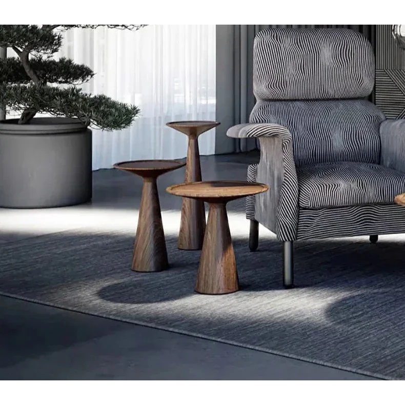 Round Solid Wood Coffee Table Set – Modern Minimalist Design