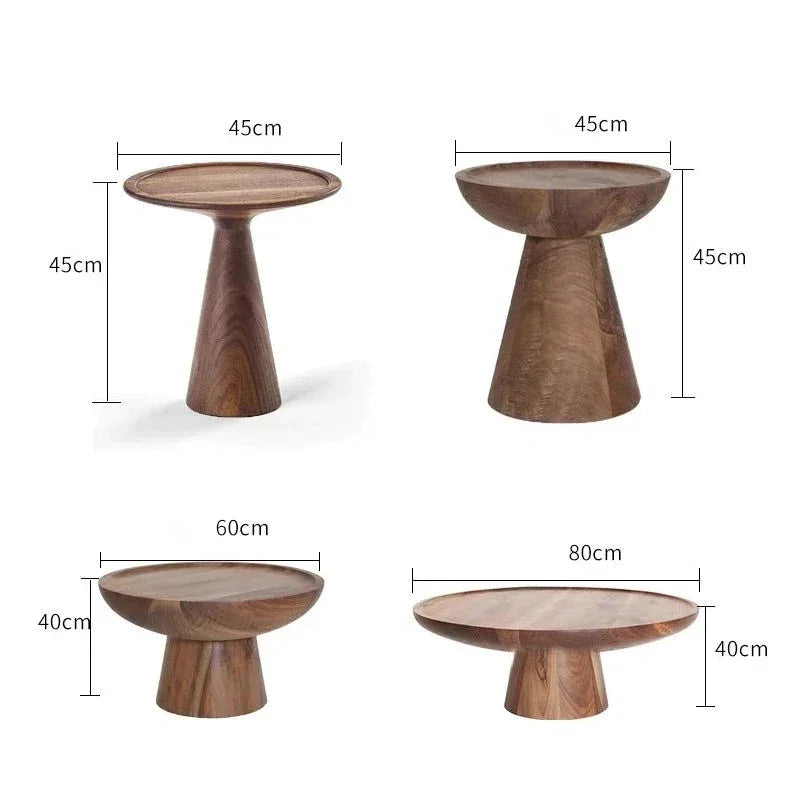 Round Solid Wood Coffee Table Set – Modern Minimalist Design