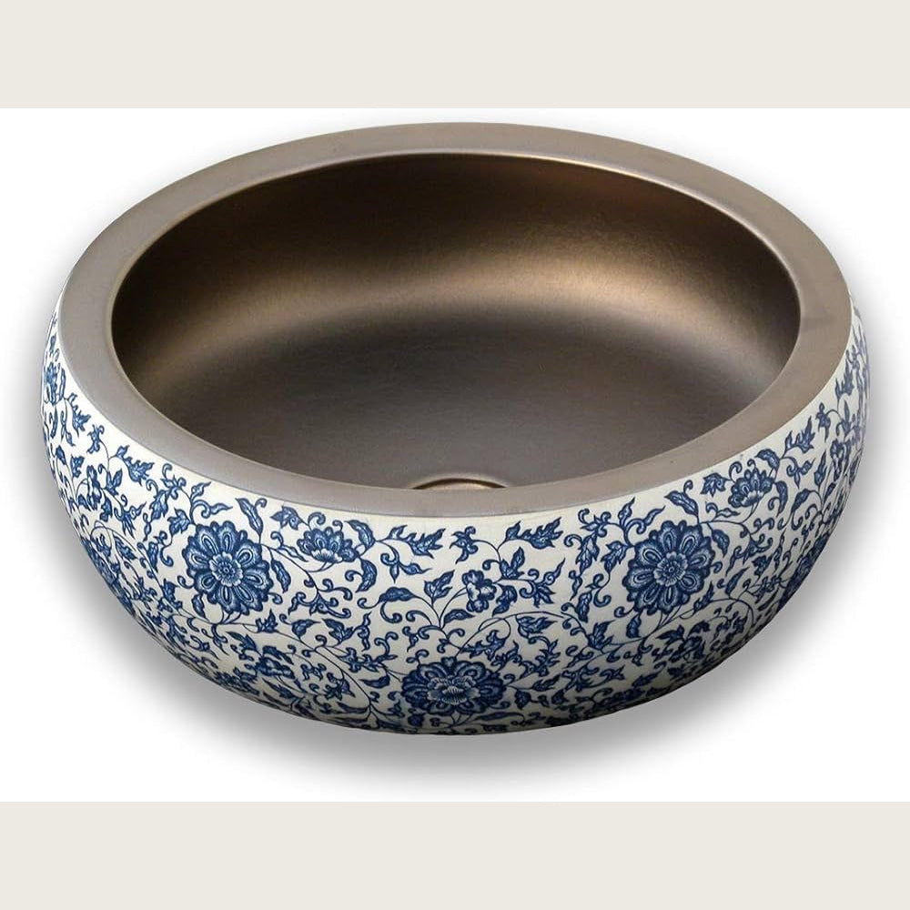 Rustic Floral Ceramic Vessel Sink | Luxury Bathrooms