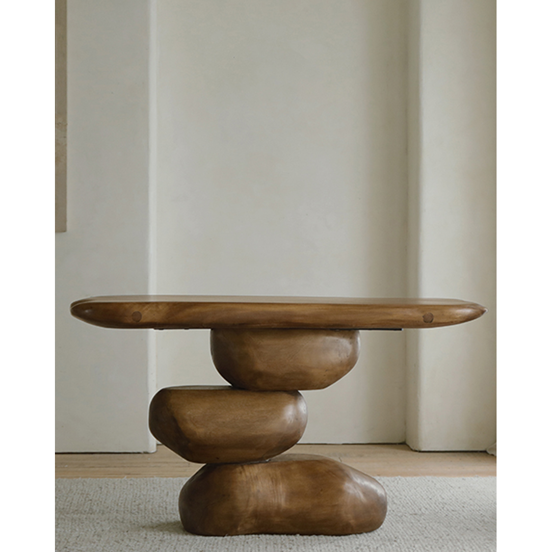 Rustic Solid Wood Console Table Organic Modern Design Entryway