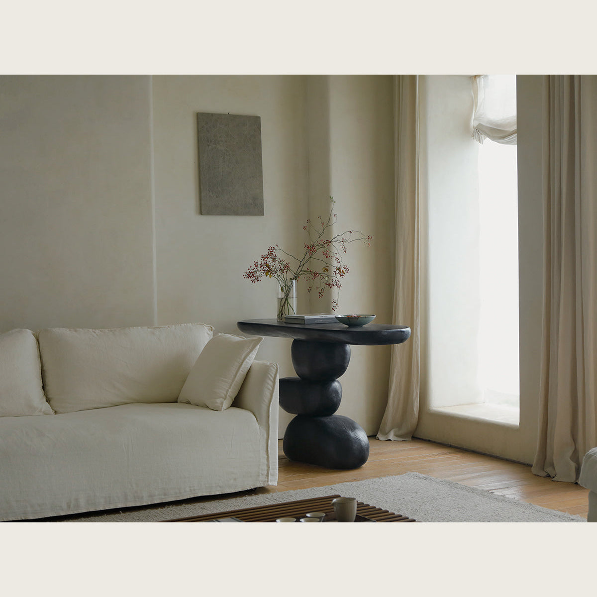 Rustic Solid Wood Console Table Organic Modern Design Entryway