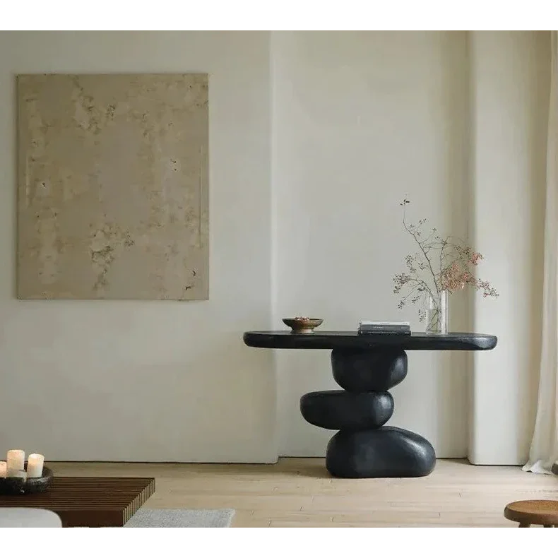 Rustic Solid Wood Console Table Organic Modern Design Entryway