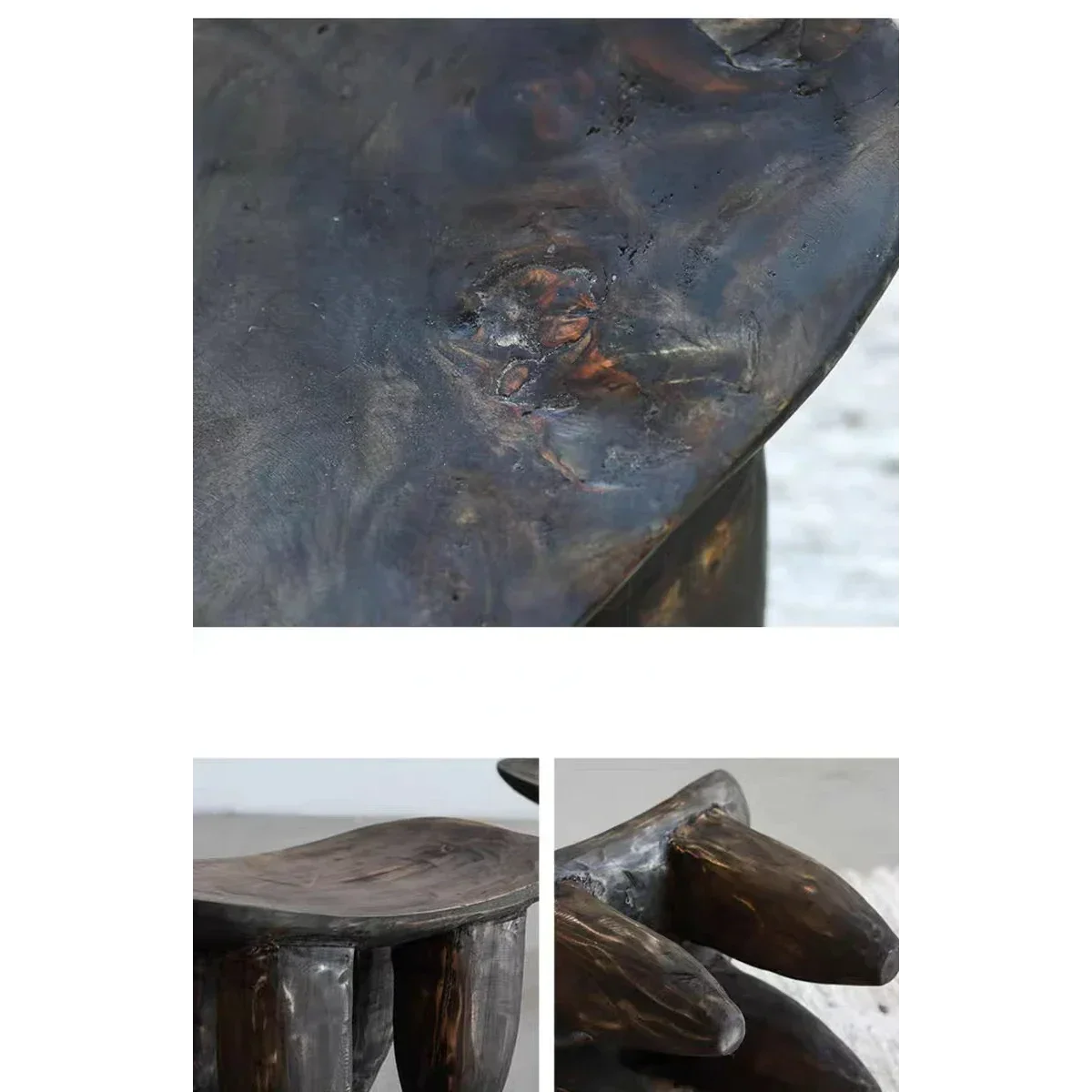 Rustic Hand-carved Wooden Stool | Japandi for Living Room or bedroom